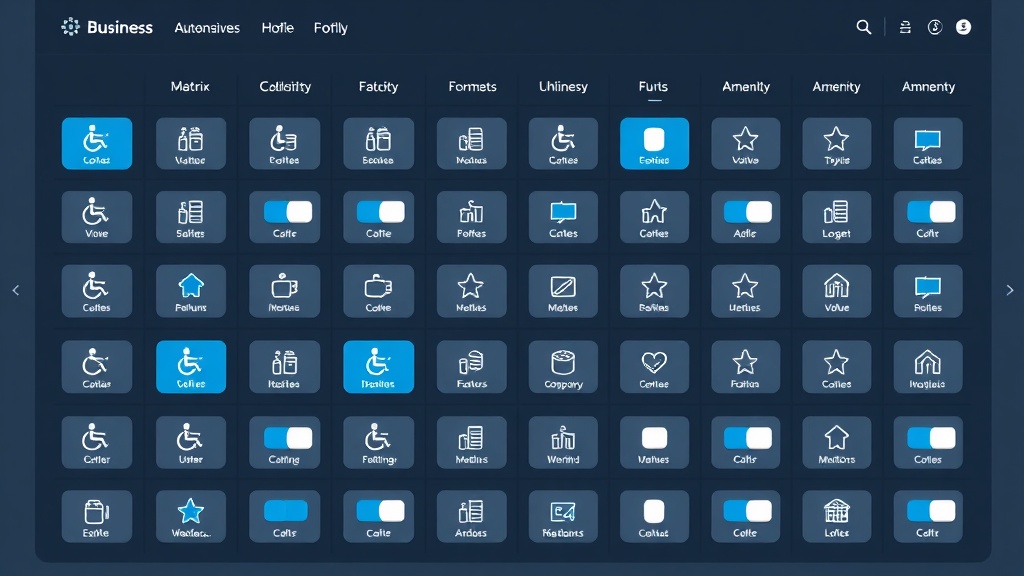 Matrix of business attribute toggles and switches