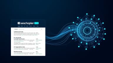 Split view comparing traditional search results with AI generative responses