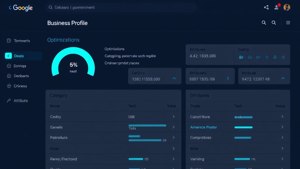 Google Business Profile dashboard with optimization score gauge