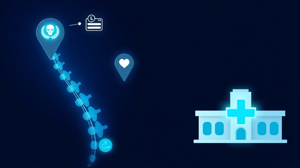 Spine illustration with wellness icons and Google Maps clinic listing