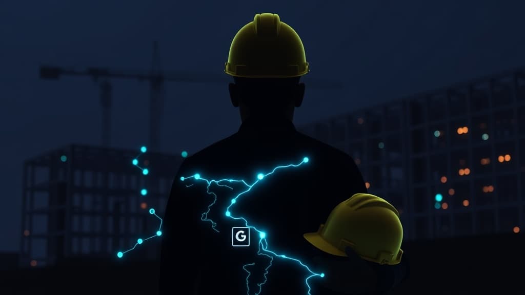 Construction site with Google Maps interface and contractor listings