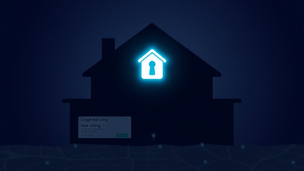 Mortgage broker's office with a map pin overlay representing a broker ranking in local search
