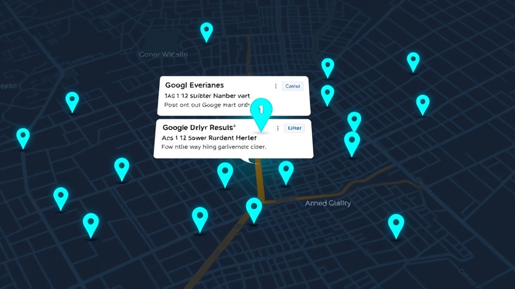 Google Map Pack search results on a mobile phone showing three local businesses pinned on a map with star ratings and directions