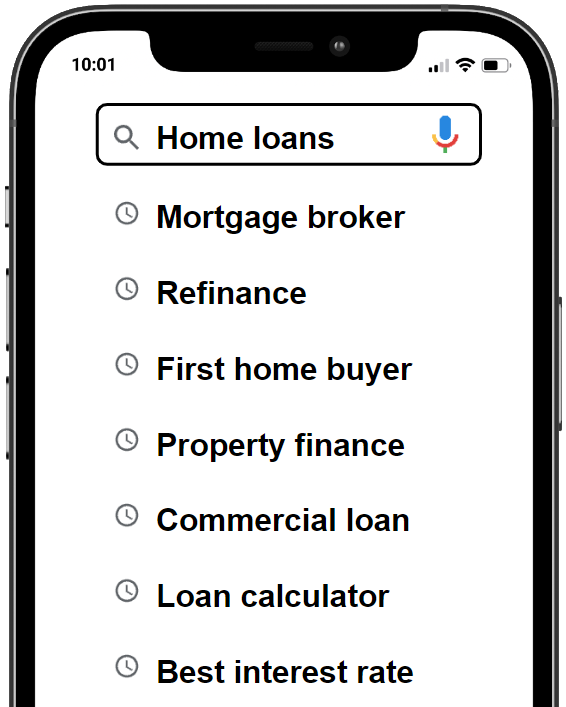 Search bar search for home loans